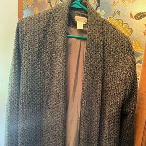 Coldwater Creek Olive green long boucle jacket.   Like new.  Size 12